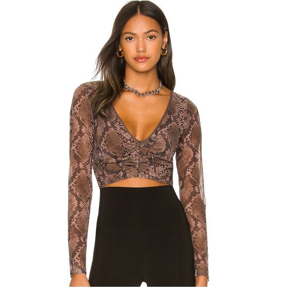 Revolve h:ours Minju Long Sleeve Top in Acid Snake NWT Size Small - Picture 1 of 4